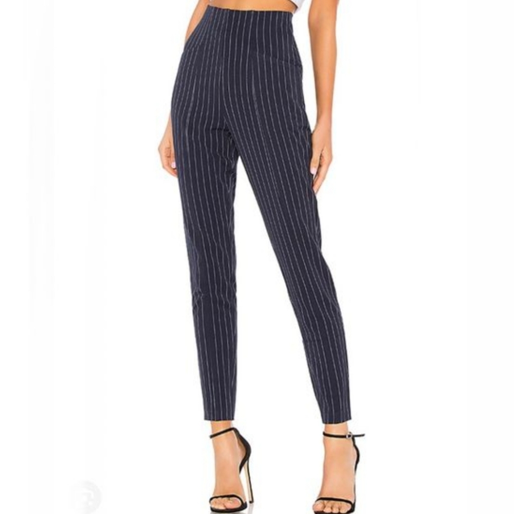 Banana Republic Hayden Navy Pinstriped Pull On  Pant